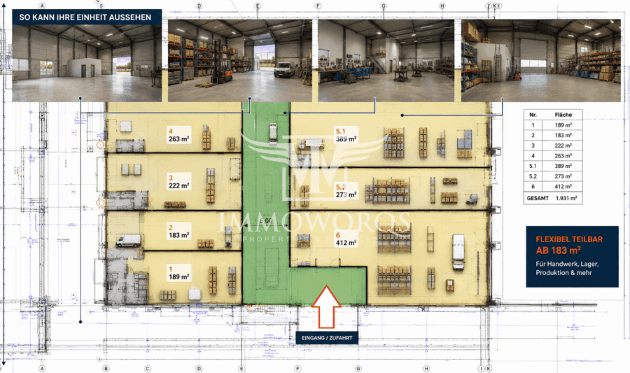 -Exklusivmandat- Flexible Gewerbehallen ab 183 m² – ideal für Handwerk, Lager & Produktion - Lagerboxen (24777)
